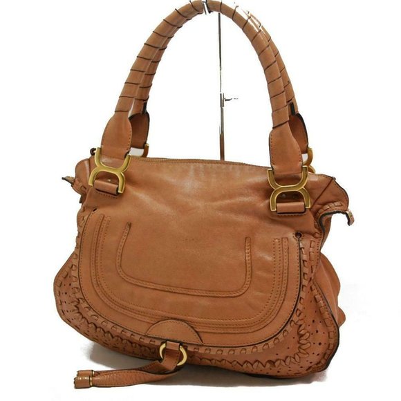 Chloe Handbags - Auth Chloe Marcie Medium Shoulder Bag Leather Bron